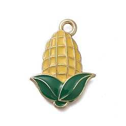 Corn Тематика дня благодарения стойка гальваническое покрытие сплав эмаль подвески, золотые, кукуруза, 21x15.5x2.5 мм, отверстие : 2 мм