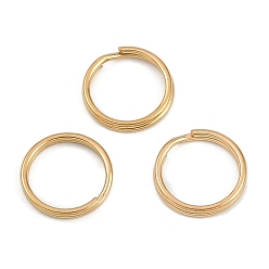 Золотой Ионное покрытие (IP) 304 застежки-кейчианы из нержавеющей стали, разделенные брелки, золотые, 12.5x1.8 мм