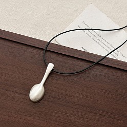 Посуда Женские ожерелья с подвеской из латуни, регулируемые, из черного вощеного шнура, ложка, 28.35 дюйм (72 см)