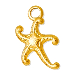 Золотой 304 подвески из нержавеющей стали, очарование морской звезды, золотые, 17x12 мм