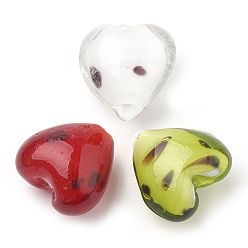Mixed Color Handmade Lampwork Beads, Heart, Mixed Color, 20~21x20~20.5x13.5~14.5mm, Hole: 1.5mm