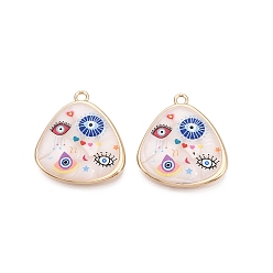 Разноцветный Печатные эмали подвески сплава, треугольник, сглаз и амулеты НЛО, стойки покрытие, без кадмия и без свинца и без никеля, золотые, красочный, 30.5x27.5x3 мм, отверстие : 2.3 мм