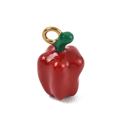 Vegetables 304 нержавеющая сталь с эмалевыми подвесками, ионное покрытие (ip), золотые, очарование болгарского перца, 17x10.5x10.5 мм, отверстие : 2.5 мм