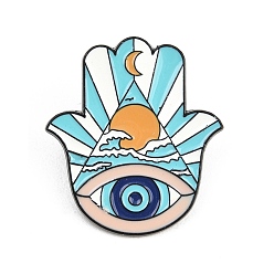Hamsa Hand Брошь с эмалью из сплава сглаза, изысканные застежки для лацканов для женщин и мужчин, чёрные, голубой, хамса рука, 30x27 мм
