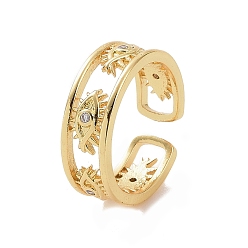 Золотой Прозрачные кубические циркониевые открытые кольца-манжеты с глазом, украшения из латуни для женщин, без кадмия и без свинца, золотые, внутренний диаметр: 18 мм