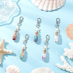 Морская звезда Подвеска из натуральных и синтетических драгоценных камней, со стеклянными контейнерами для бусин и поворотными карабинами из сплава, морская звезда, 80 мм