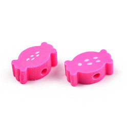 Deep Pink Handmade Polymer Clay Beads, Imitate Food, Candy, Deep Pink, 7x11.5~12x4~4.5mm, Hole: 1.8mm