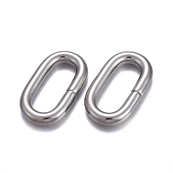 Stainless Steel Color Tarnish Resistant 304 Stainless Steel Linking Rings, Quick Link Connectors, Oval, Stainless Steel Color, 27.5x16x4mm, Inner size: 8x20mm