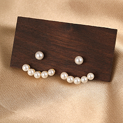 Round Real 18K Gold Plated Alloy Stud Earrings, with Imitation Pearl Beads, Round, 20x20mm