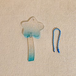 чирок Заготовки для брелоков с акриловыми дисками градиентного цвета, блеск порошок, с шариковыми цепочками и блестящей пудрой, звезда, зелено-синие, звезда: 3.5x4.5 см, pandant: 12x50 мм