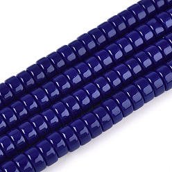 Темно-Синий Непрозрачные сплошные цветные стеклянные бусины, плоско-круглые, темно-синий, 6~6.5x3~3.5 мм, отверстие : 0.8 мм, около 114~116 шт / нитка, 14.76~14.96 дюйм (37.5~38 см)