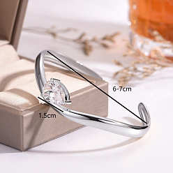 Платина Регулируемые браслеты-манжеты из латуни с кубическими циркониями в форме паве для женщин, слеза, платина, внутренний диаметр: 2-3/8 дюйм (6 см) ~ 2-3/4 дюйм (7 см)