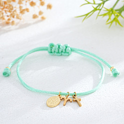 Овен Браслеты с подвесками в виде креста и созвездия из латуни, регулируемые браслеты шнур, Овен, 11.02 дюйм (28 см)