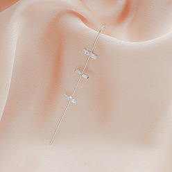 Rectangle Латунные горный хрусталь серьги манжеты, платина, прямоугольные, 8 мм