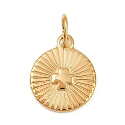 Золотой 304 подвески из нержавеющей стали, с целью перехода в кольце, плоский круглый с подвеской в виде креста, золотые, 15x12x2 мм, отверстие : 4.5 мм