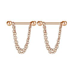 Золотой 304 Кольца для сосков из нержавеющей стали, пирсинг соска штифт, круглые, золотые, 16 мм, штифты : 1.6 мм