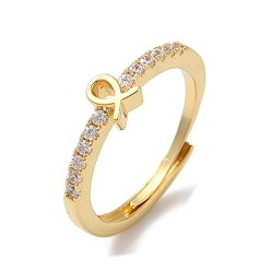 Телец Стойка с покрытием из латуни, прозрачные регулируемые кольца созвездия кубического циркония для женщин, без кадмия и без свинца, долговечный, Телец, 5.2x4.5 мм, внутренний диаметр: 18 мм