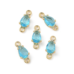 Темно-Голубой Шармы-соединители из латуни с паве из кубического циркония, слезные ссылки, без никеля , реальный 18 k позолоченный, глубокое синее небо, 11x4.5x3.5 мм, отверстие : 1~1.2 мм