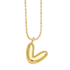 Letter V Messing hängende Halsketten, golden, Schreiben v, 16.54 Zoll (420 mm), Anhänger: 19~20x6~19 mm