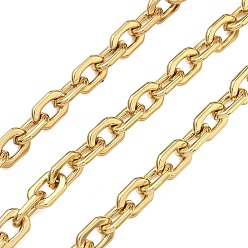 Настоящее золото 18K 304 кабельные цепи из нержавеющей стали, ионное покрытие (ip), несварные, с катушкой, реальный 18 k позолоченный, 10.5x7x1.5 мм