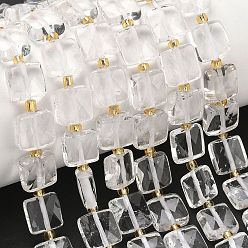 Хрусталь Природных кристаллов кварца бисер нитей, горного хрусталя, квадратный, граненые, с бисером, 10x10x5 мм, отверстие : 1 мм, около 31 шт / нитка, 14.96 дюйм (38 см)