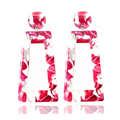 Светло-Вишневый Серьги-гвоздики из сплава уксусной кислоты, плоский круглый с трапецией, золотые, светло-вишневый, 63x27 мм