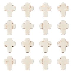 Античный Белый 200 синтетические бирюзовые бусины, религия крест, окрашенные, старинный белый, 10~10.5x8~8.5x3.5~4 мм, отверстие : 1 мм