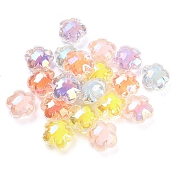 Mixed Color Transparent Acrylic Beads, Bead in Bead, Flower, Mixed Color, 17x17.5x10.5mm, Hole: 2mm