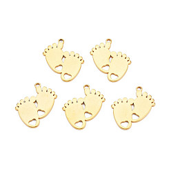 Plaqué 18K Or Véritable Placage ionique (ip) 201 pendentifs en acier inoxydable, empreintes de bébé, sans nickel, réel 18 k plaqué or, 25x20x1.5mm, Trou: 2mm