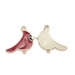 (123L) Белый крем непрозрачный блеск Соединители звеньев сплава эмали, птица, золотой свет, огнеупорный кирпич, 23x25.5x1.5 мм, отверстия : 2 mm и 1.2 мм