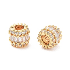 Прозрачный Колонна латунные микропаве прозрачные кубические циркониевые бусины, реальный 18 k позолоченный, прозрачные, 8.5x9.5x9.5 мм, отверстие : 5 мм