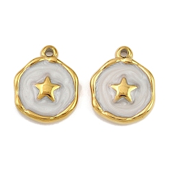 Звезда 304 нержавеющая сталь с эмалевыми подвесками, ионное покрытие (ip), золотые, звезда, 15.5x12.5x3.5 мм, отверстие : 1.5 мм