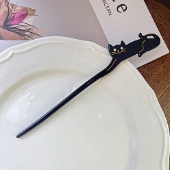 Schwarz Haarnadeln aus Zelluloseacetat, Haarnadel Haar-Accessoire, Katze, Schwarz, 170 mm