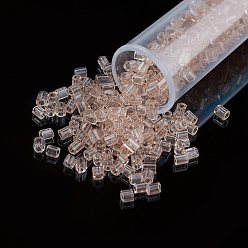 Goldenrod 11/0 Two Cut Round Hole Glass Seed Beads, Hexagon, Transparent Colours, Goldenrod, 2x2mm, Hole: 0.5mm, about 41000pcs/pound