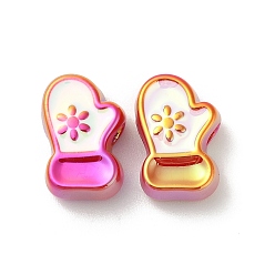 Другие Uv акриловые покрытия бусины, с эмалью, радужный, тема рождественских украшений, перчатки, 22x15x9 мм, отверстие : 3.5 мм