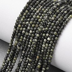 Змеевик Натуральный серпантин / зеленые кружевные нити из бисера, круглые, 2~2.5 мм, отверстие : 0.5 мм, около 174~178 шт / нитка, 14.96''~15.16'' (38~38.5 см)