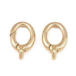Golden Brass Spring Gate Rings, Oval, Long-Lasting Plated, Rack Plating, Golden, 15.5x9.5x5mm, Hole: 1.6mm
