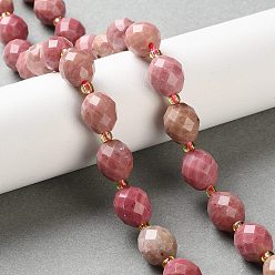 Родонит Природные родонит бисер нитей, граненые, овальные, с бисером, 10~10.5x9 мм, отверстие : 1.2 мм, около 31~32 шт / нитка, 15.31~15.75'' (38.9~40 см)