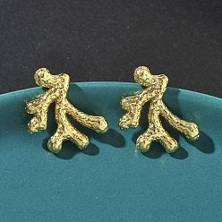 Настоящее золото 18K Серьги-гвоздики из коралловой латуни, стойки покрытие, долговечный, без кадмия и без свинца, реальный 18 k позолоченный, 21x15.5 мм