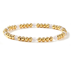 Белый Нефрит Натуральный белый нефрит бисером браслеты простирания, составные браслеты для женщин, круглые, 6.89 дюйм (17.5 см)