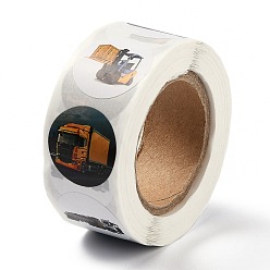 Truck Самоклеющиеся бумажные наклейки, красочные наклейки на рулонах, подарочные наклейки, выкройка грузовика, 2.5 см, о 500шт / рулон