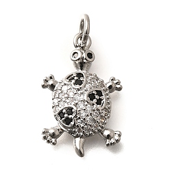 Платина Латунные микро проложить кубического циркония подвески, без кадмия и без свинца, прелести морской черепахи, с целью перехода в кольце, платина, 19x12x3.5 мм, отверстие : 3 мм
