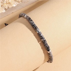 Larvikite Natural Larvikite Heishi Beaded Braided Bracelets, Adjustable Bracelets for Women, Inner Diameter: 2.36 inch(6cm)