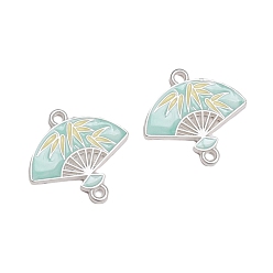 Бледно-бирюзовый Подвески из сплава эмали, китайский вентилятор, матовый серебристый цвет, бледные бирюзовая, 18x17 мм, отверстие : 1.5 мм