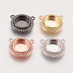 (52) Непрозрачная лаванда Латунные микро-плиты кубического циркония подвеска кабошон настройки, чашки безель с краями, плоские круглые прелести, разноцветные, лоток : 8 мм, 13x14x3 мм, отверстие : 1.2 мм