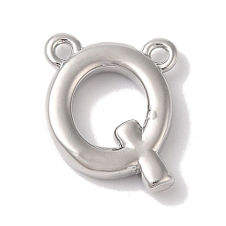 Letter Q Стойки обшивки латунные подвески, долговечный, без свинца и без кадмия, письмо амулеты, платина, Буква Q, 11x9x2 мм, отверстие : 1 мм