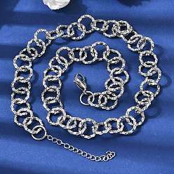 Нержавеющая Сталь Цвет 12мм женские 304 цепочки из нержавеющей стали с текстурированными звеньями, не тускнеет, цвет нержавеющей стали, 17.99 дюйм (45.7 см)