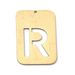 Letter R Ionenbeschichtung (IP) 304 Edelstahlanhänger, Rechteck mit Alphabet, hohl, Buchstabe r, 32x22x1 mm, Bohrung: 1.5 mm