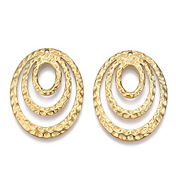 Настоящее золото 18K Ионное покрытие (ip) 304 подвески из нержавеющей стали, , овальный шарм, реальный 18 k позолоченный, 48.5x37.5x3 мм, отверстие : 1.8 мм