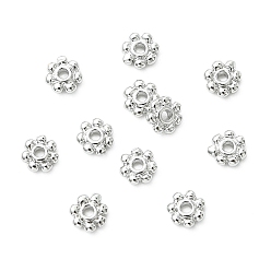 Plaqué Platine Véritable Perles d'espacement en laiton shegrace, fleur, sans cadmium et sans nickel et sans plomb, Platine plaqué, 4.5x1.5mm, Trou: 1mm